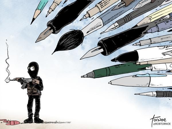Карикатуристы всего мира рисуют террористов, расстрелявших редакцию Charlie Hebdo RB.ru