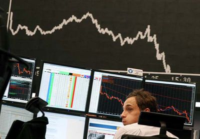 16 сентября 2008: Брокер во время обвала на Франкфуртской бирже. Ключевой индекс DAX обвалился до трехлетнего минимума после коллапса Lehman Brothers. 
