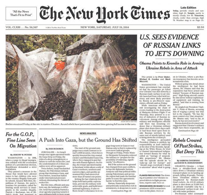 Фото 4 Мировая пресса о сбитом "Боинге": газетные передовицы